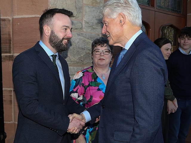 Colum Eastwood greets Bill Clinton