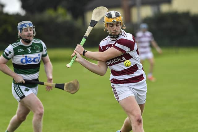 Shéa Cassidy of Slaughtneil scores a first half point against Na Magha.. Photo: George Sweeney