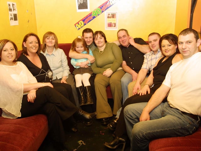 David pictured with guests at his 40th brithday party. Included in photo are Linda, Celine, Sheila, Caitlin, David, natalie, Kieran, lMarty, Lisa and Manus. (2503JM13):.