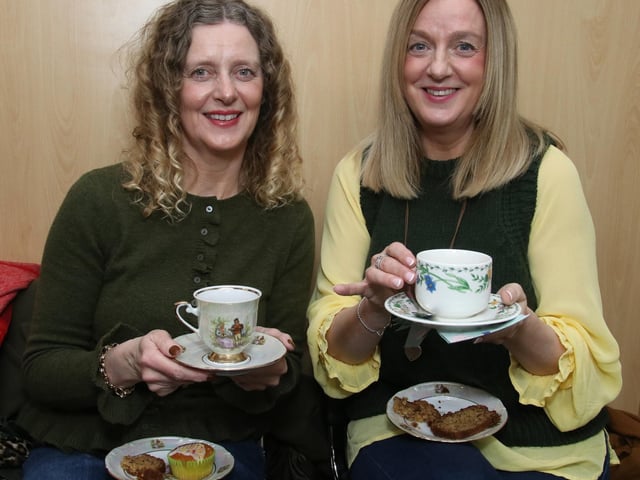 Sisters Catherine Farimond and Stephanie Logue pictured at Strathfoyle Women's Group Coffee Morning. (Photo - Deirdre Heaney, nwpresspics) : .