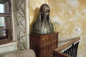 A bust of 'Dracula' in the house where he is believed to have been born in modern day Sighișoara in Transylvania - (Hungarian: Segesvár; German: Schäßburg).
