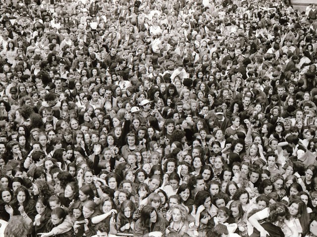 A section of the large crowd which turned out in Guildhall Square for the Radio 1 roadshow in 1993