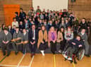 Derry City and Strabane District Council Mayor, Councillor Sandra Duffy visited Ardnashee School and College where she met some of the pupils, was entertained by the school choir, took part in a Q&A before visiting the site of the new school which is under construction on the Northland Road. Picture Martin McKeown 24.02.23