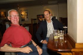 Long standing regulars Norman Campbell and Dave Sandy enjoy a pint at Wetherspoons in August 2004.