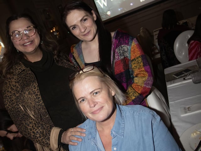 Dawn Bradley, Cindia Ferragoni and Claire Harkin pictured pictured at the screening of 'Witches' by filmmaker Elizabeth Shankey at the Rafters Suite at the Ebrington Hotel on Thursday night last. : .