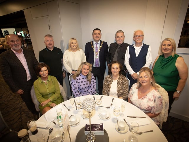 Mayor McHugh pictured with one of the groups celebrating Saturday night's anniversary at the Maldron Hotel. : .