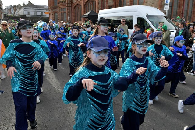 Participants in Derry’s St Patrick’s Day parade on Friday afternoon. Photo: George Sweeney. DER2311GS – 68