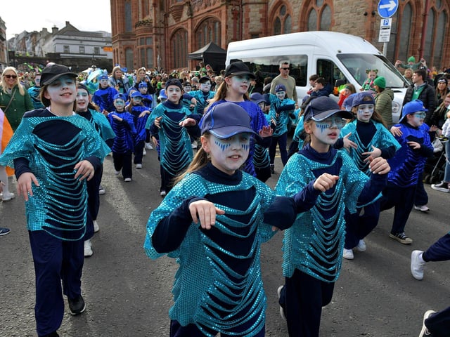 Participants in Derry’s St Patrick’s Day parade on Friday afternoon. Photo: George Sweeney. DER2311GS – 68