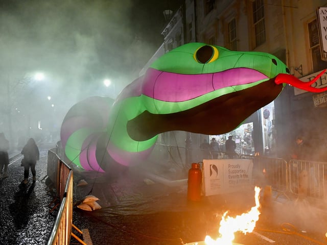 Sliantha the Samhain Serpent on Shipquay Street. Photo: George Sweeney