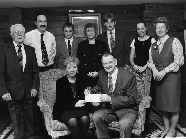 Foyle Hospice cheque presentation to Dr Tom McGinley, founder.