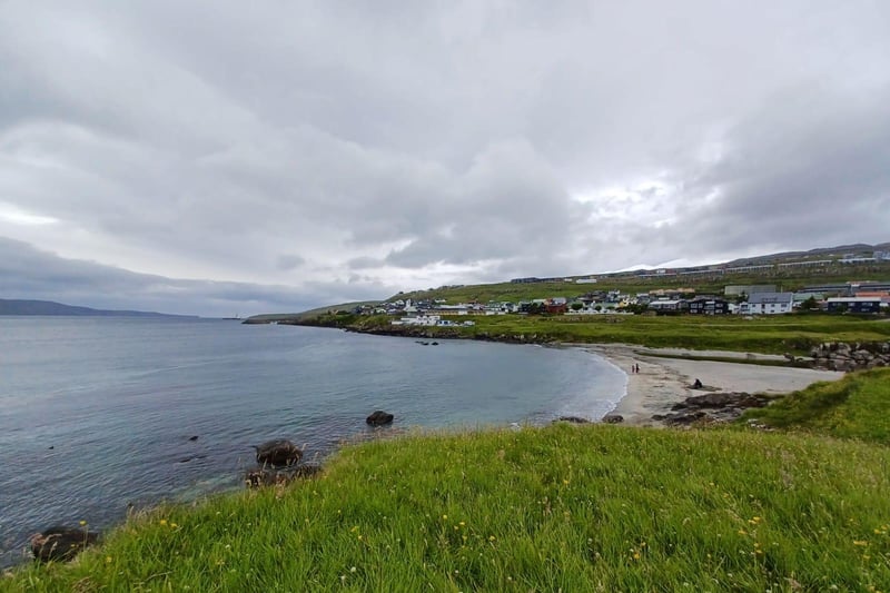 The beach of Sandagerð in Tórshavn where the river Sandá flows into the sea. The river divides Tórshavn from the village of Argir.