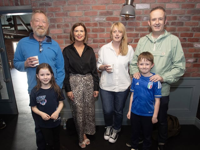Group pictured at the Oakleaf Boxing Club film premiere at the Nerve Centre on Tuesday evening. Back from left, Jim Collins, North West Carnival Initiative, Jayne Quigg, manager, Dove House Community Trust, Sharon Meehan, DCSDC and Gareth Stewart, Gasyard Feile. At front are Lorcan and Kate Stewart. (Photos: Jim McCafferty Photography)