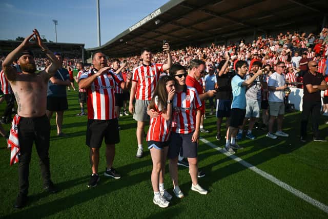 16 July 2026; Derry City supporters on the pitch after evacuating their stand due to crowd trouble during the UEFA Europa League First Qualifying Round 2nd Leg match between Derry City and CSKA Sofia at The Ryan McBride Brandywell Stadium in Derry. Photo by Stephen McCarthy/Sportsfile