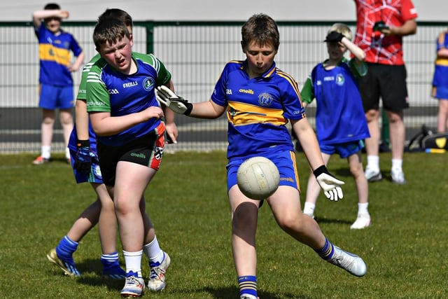 Our Lady of Fatima PS against Sacred Heart PS (2) in the Cumann na mBunscol Derry city Championships qualifiers held in Pairc Na Piarsaigh. Photo: George Sweeney