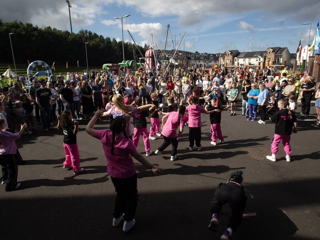 A dance troupe entertaining the crowd at the Gasyard on Friday evening. (Photos: Jim McCafferty Photography) : .