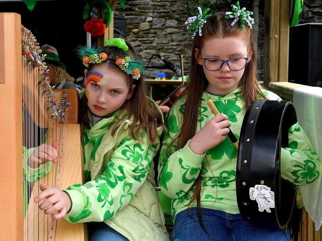 Traditional musicians’ performances Guildhall Square during the St Patrick’s Day celebrations on Friday afternoon.  Photo: George Sweeney. DER2311GS – 25