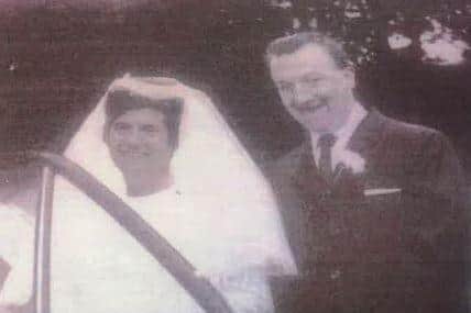 Michael McGinley and his bride Patricia on their wedding day about a year before the Annie's Bar atrocity.