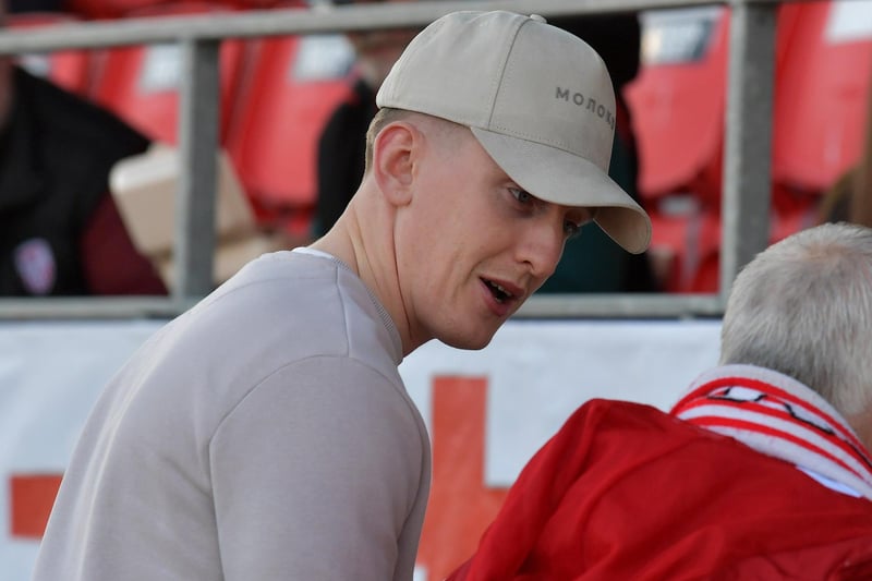 Ronan Curtis former Derry City player, now with Portsmouth, was at the Brandywell Derry City’s game against Dundalk on Monday evening. Photo: George Sweeney.  DER2320GS – 43 