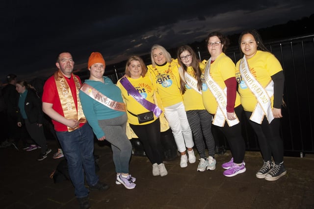 The Mayor Sandra Duffy pictured with some of the walkers on Saturday morning.