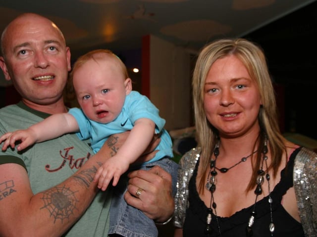 Birthday Boy Ternan with dad Anthony and mum Erin at Bannans. 2942/dd : Parties and celebrations across Derry in May 2006.