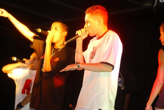 Blazin' Squad playing at Derry Féile in August 2003.
