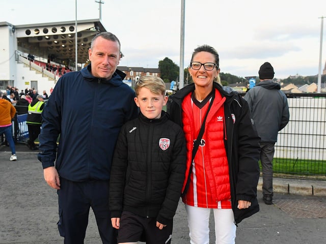 Fans arrive for Derry City’s game against Shamrock Rovers in the Brandywell. Photograph: George Sweeney