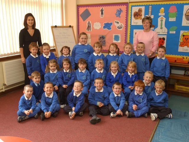 Pupils from Termoncanice pictured with teacher, Sinead Brolly, and classroom assistant, Bronagh Blair. (0310A24):20 years on: Young people across Derry and Donegal starting school in September 2003