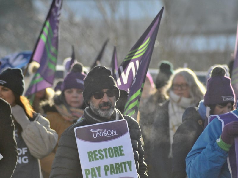 Striking public sector workers in Derry.