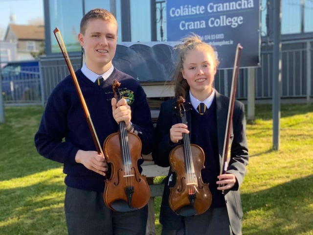 Michael and Maria Strain joint second place in the Traditional Fiddle competition under 15.