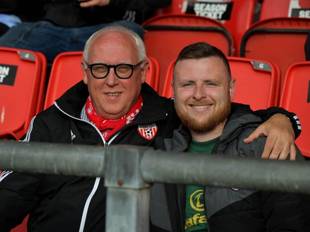 Derry City fans at the game against Sligo Rovers on Friday evening. Photo: George Sweeney. DER2327GS – 058