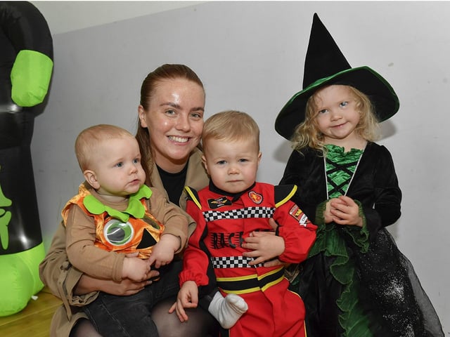 Pictured are young children and relatives at the he Waterside Shared Village cross-community Halloween kids costume party and disco with entertainment from Jo Jingles and Gary McMusic.