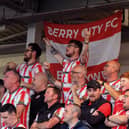 Derry City fans at the Brandywell for the game against FCB Magpies on Thursday evening, Photograph: George Sweeney