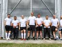 Ben Cohen, Jason Robinson, Mike Tindall, Martin Johnson, Phil Vickery, Jonny Wilkinson, Lawrence Dallaglio, and Matt Dawson