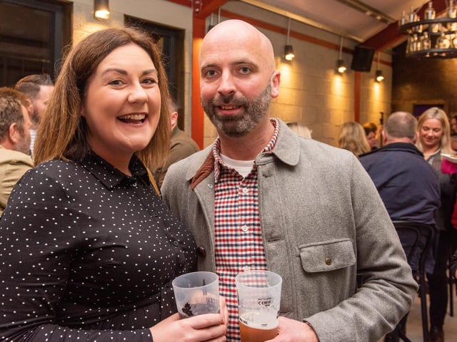Jennifer O’Donnell and Gerard Clarke, pictured at the opening of The Taproom at the Walled City Brewery. Picture Martin McKeown. 21.10.22