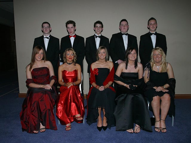 Seated: Emer McShane, Michaela McCloskey, Ciara Dunlop, Catherine McCaul and Louise Mailey. Standing: Joe Doherty, Paul Martin, Stephen Friel, John Monteith and Aiden Doherty. (0403T13)