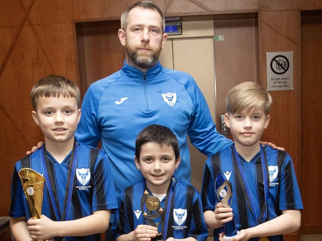 2015s Main prizewinners pictured with coach Anthony Doherty. From left, Darragh Burke, Darragh Donaghy and Jake Hargan. (Missing from photo Aidan McGonagle).