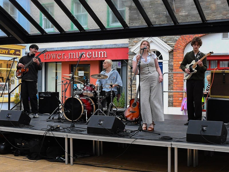 Harriet Rose sings in the Craft Village on Saturday. Photo: George Sweeney
