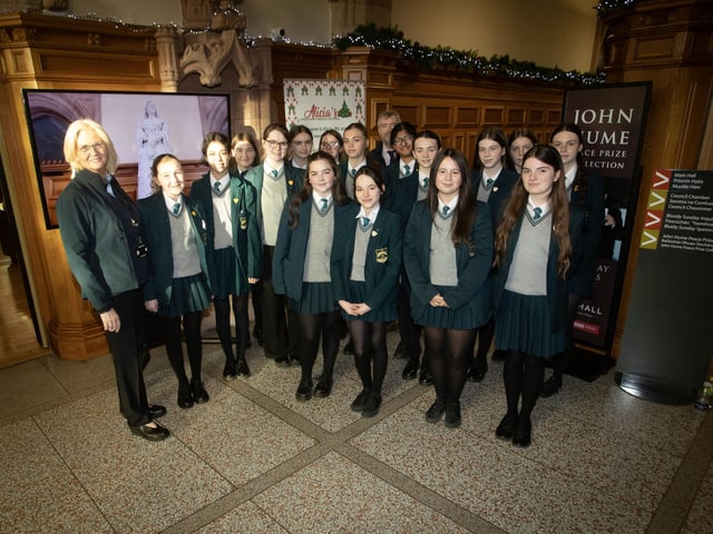 The Junior Prefect team from Thornhill College who were given a tour of the Guildhall on Tuesday afternoon last.