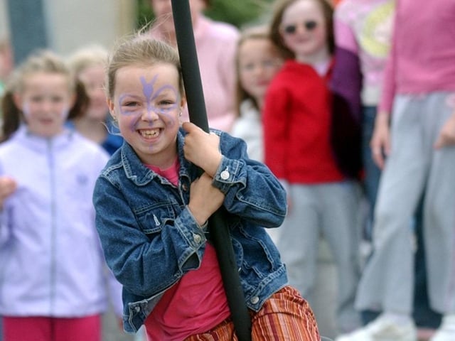 Eight years-old Beth Lyttle, from Shantallow, on the rope slide at the opening of the Festival Park, Buncrana. (0607C67)