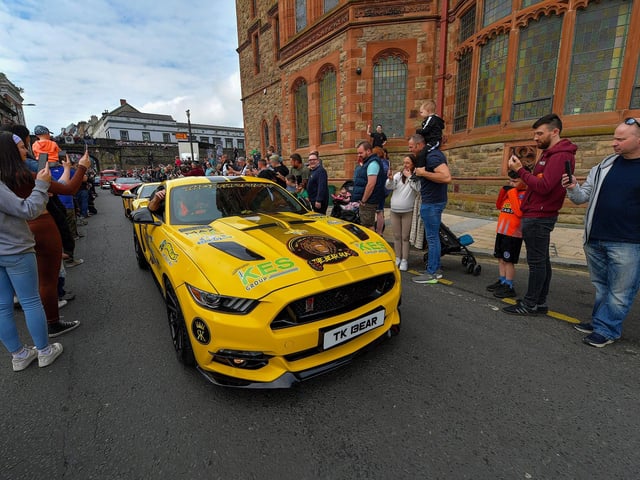 One of the 48 super cars and American Muscle cars that took part in the Bear Run from Derry’s Shipquay Street to Donegal and Inishowen, on Saturday morning, raising funds for Bumbleance, the Children’s Ambulance Service Photo: George Sweeney. DER2317GS – 125