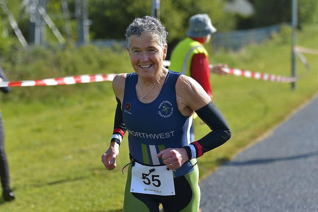 Roisin Lynch, North West Triathlon Club, completes her 39th Liam Ball Triathlon. Photo: George Sweeney