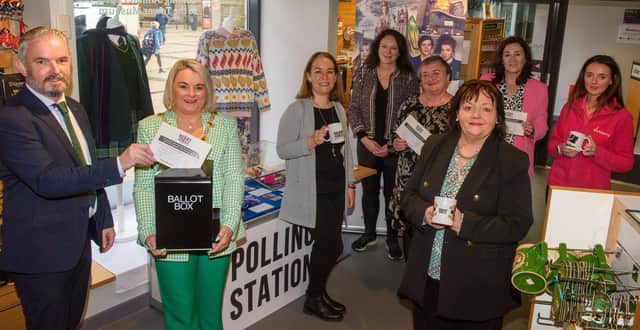 The Derry Girls Taster display has officially been unveiled by the Mayor Councillor Sandra Duffy in the Visit Derry Centre in the city’s Waterloo Place ahead of the opening of the Derry Girl’s Experience in July this year. The display contains some of the artefacts which featured in the filming of the globally successful Channel 4 series. Picture Martin McKeown. 16.03.23
