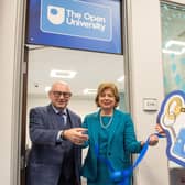 Caption: Student Niamh McAuley who is on the Open University Cyber Security course at NWRC, John D’Arcy, Director of The Open University in Ireland and Dr Catherine O’ Mullan, NWRC Director of Curriculum and Academic Standards, cut the ribbon on the Open University's new office at NWRC. (Pic Martin McKeown).