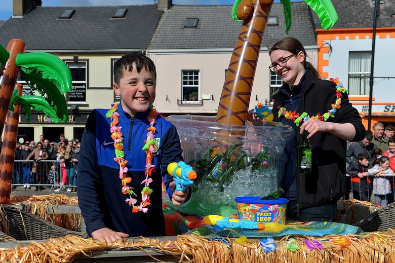 There were many colourful characters and floats in the Easter Monday parade in Carndonagh. Photo: George Sweeney.  DER2315GS – 59