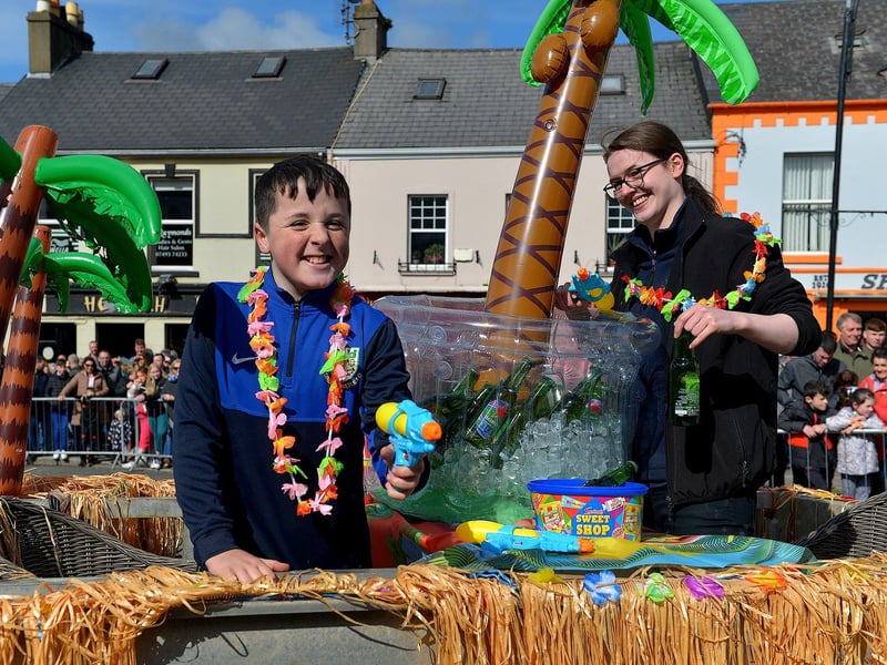 There were many colourful characters and floats in the Easter Monday parade in Carndonagh. Photo: George Sweeney. DER2315GS – 59
