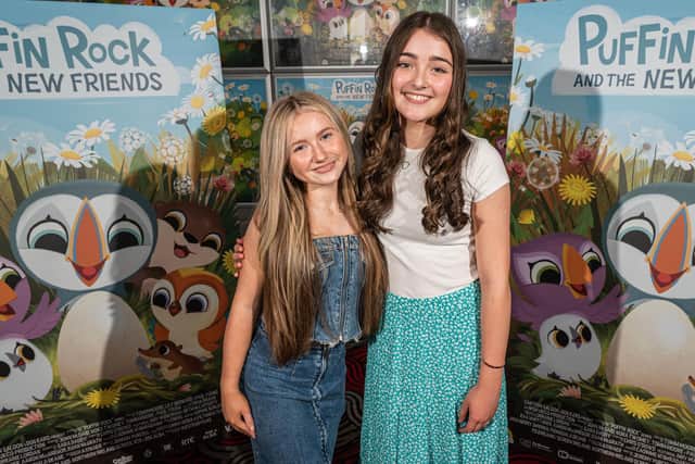 Stars of Puffin Rock and the New Friends, Beth McCafferty (Oona) and Eva Whittaker (Isabelle) at the film’s World Premiere in Derry this weekend.