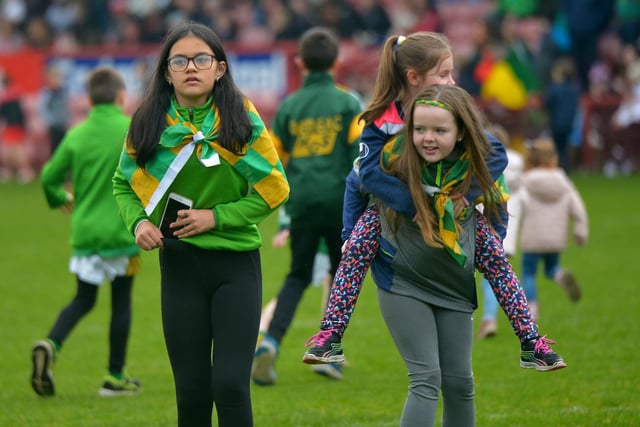 Young fans of Watty Graham’s, Glen,pictured at the SFC final game against Slaughtneil, in Celtic Park, on Sunday afternoon last. DER2243GS – 017