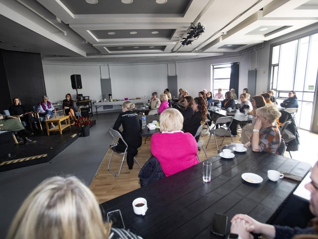 Group pictured during Tuesday's panel discussion at the Gasyard Centre as part of International Women's Day celebrations.