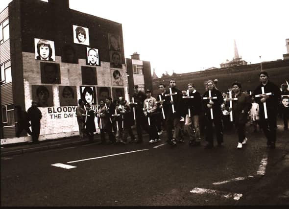 Scenes from the Bloody Sunday commemorative events in Derry in January 1996.