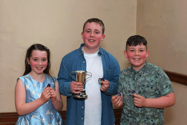 Cassie Cullen achieved 3rd place P4 English Song, James Cullen was placed 1st Boys Solo, Age 12+ and achieved 3rd place in Junior Any Song Age 12-14. Ciaran Cullen was placed 2nd in Sacred Solo Age 10-12 and achieved3rd place in Junior any Song Age 10-12 at the Feis Dhoire Cholmcille on Friday at St Columb's Hall. Photo: George Sweeney.